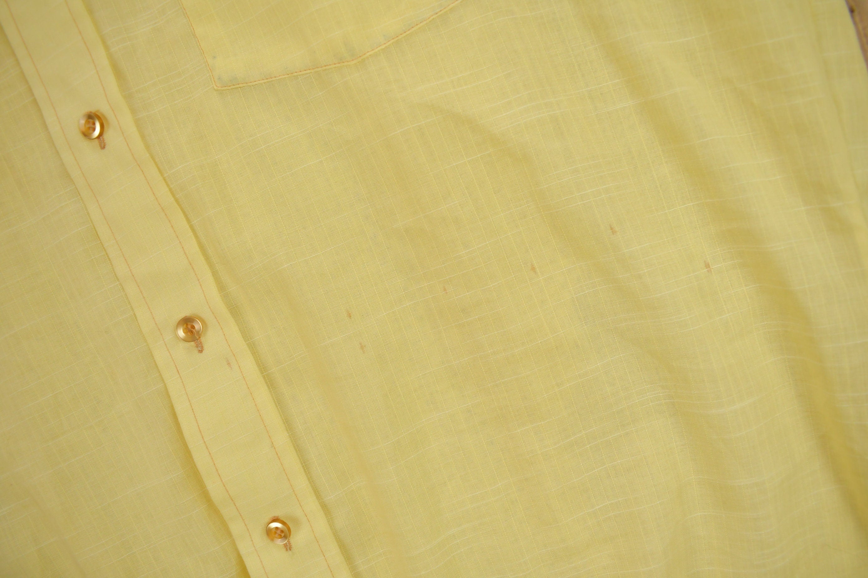Vintage 1960s Gold Circle Blank Yellow Button Up Shirt