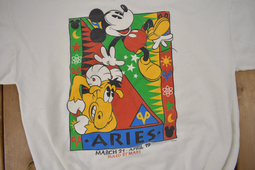 Vintage 1990s Mickey Mouse Aries Disney Zodiac Crewneck / Vintage Sweatshirt / Vintage Disney / Mickey / Made In USA