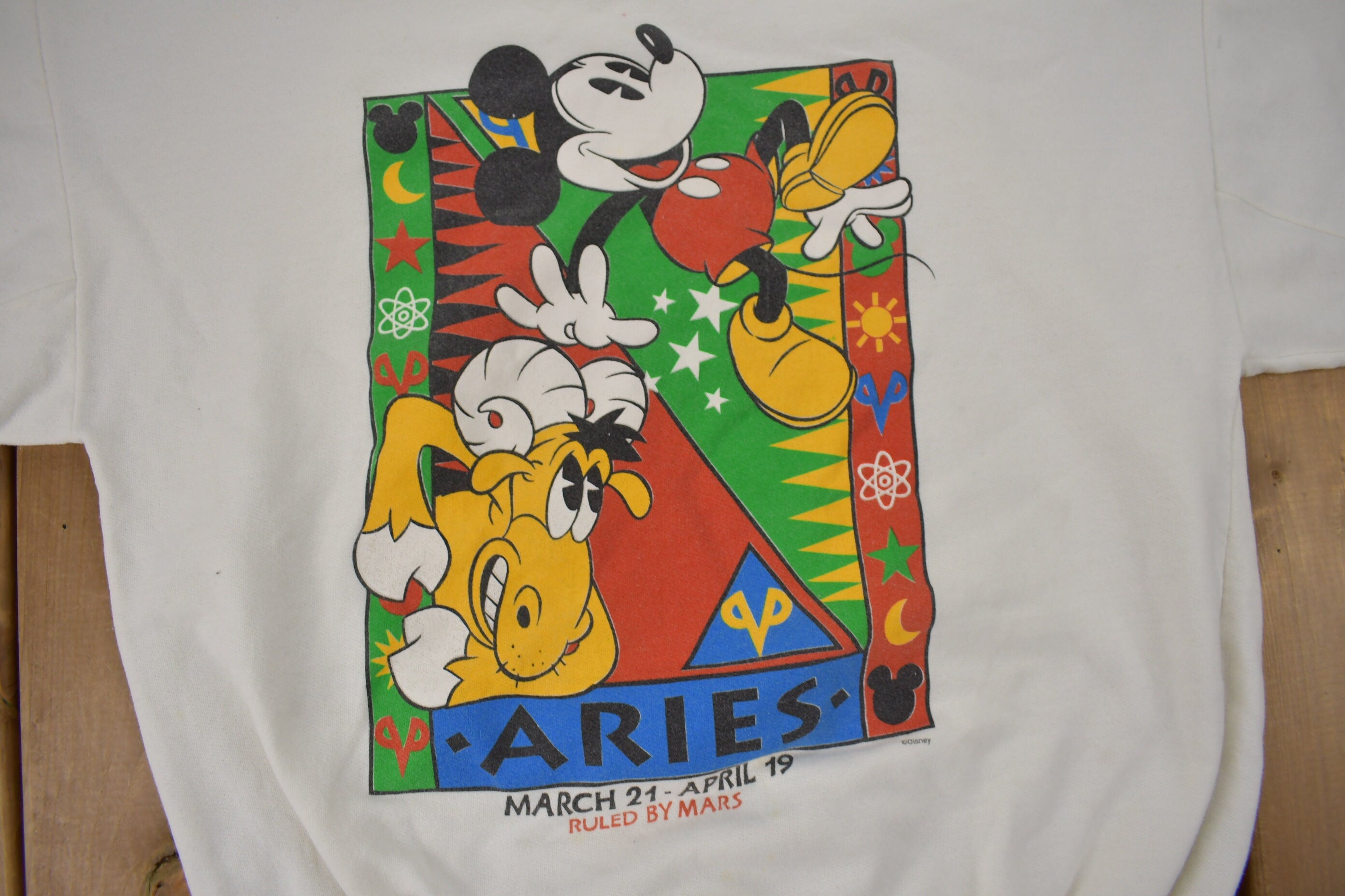Vintage 1990s Mickey Mouse Aries Disney Zodiac Crewneck / Vintage Sweatshirt / Vintage Disney / Mickey / Made In USA