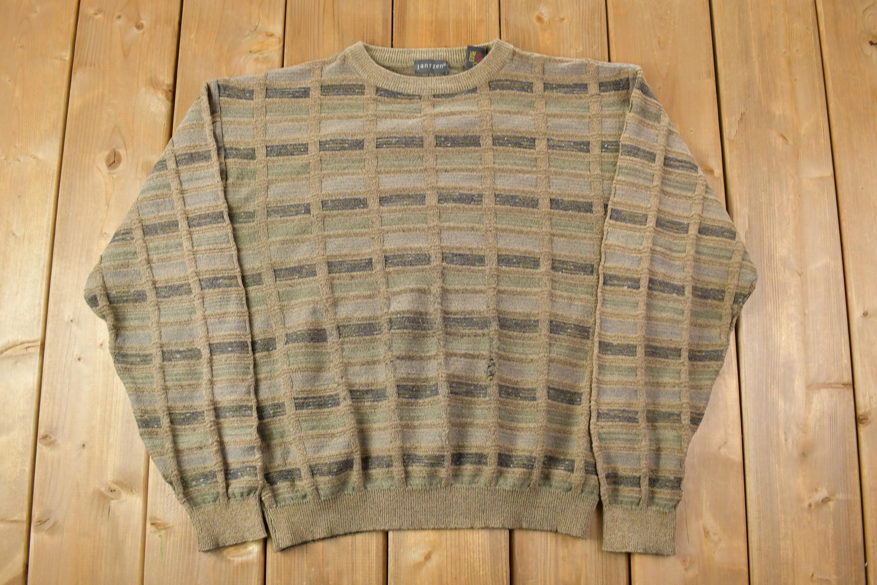 Vintage 1990s Jantzen Knit Crewneck Sweater  90s Crewneck  Preppy