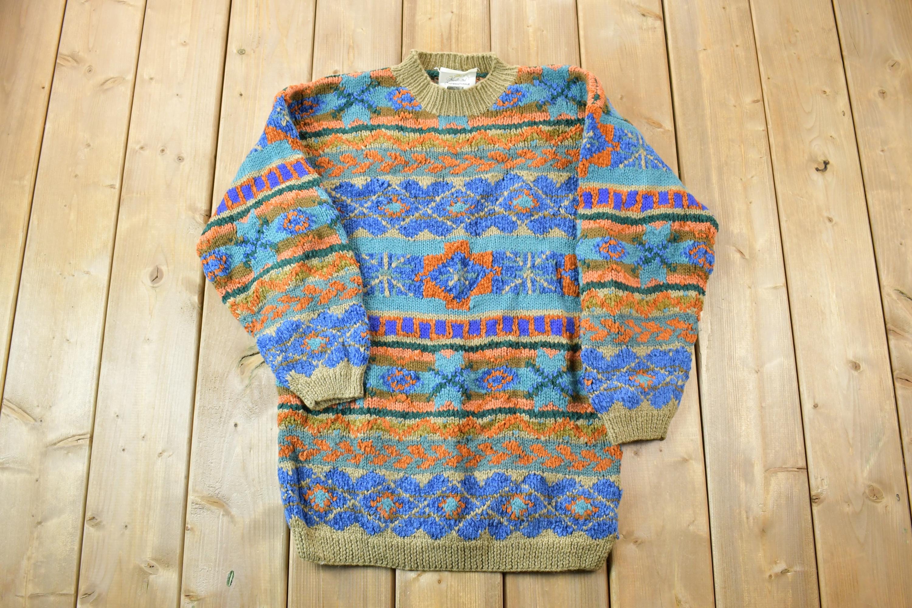 Vintage 1990s Express Hand Knitted Crewneck Sweater
