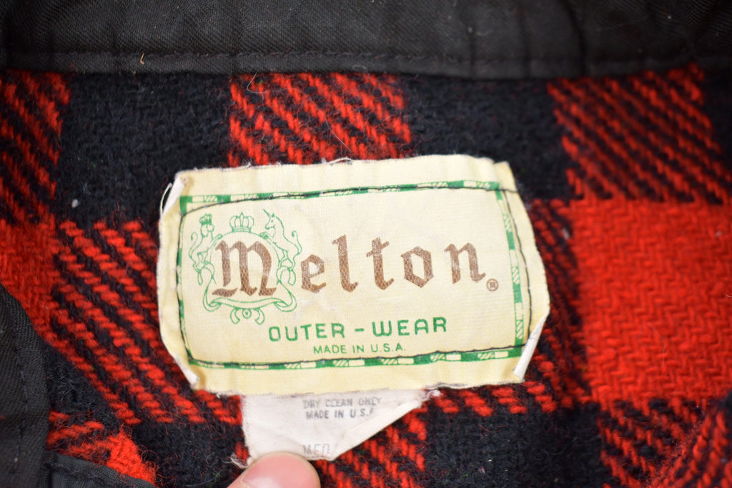 Vintage 1950s Melton Plaid Button Up Shirt