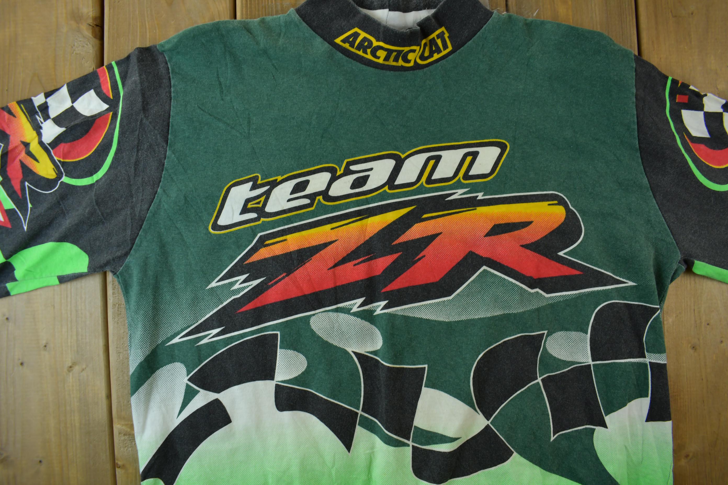 Vintage 1995 Arctic Cat Snowmobile All Over Print Graphic Racing T-Shirt