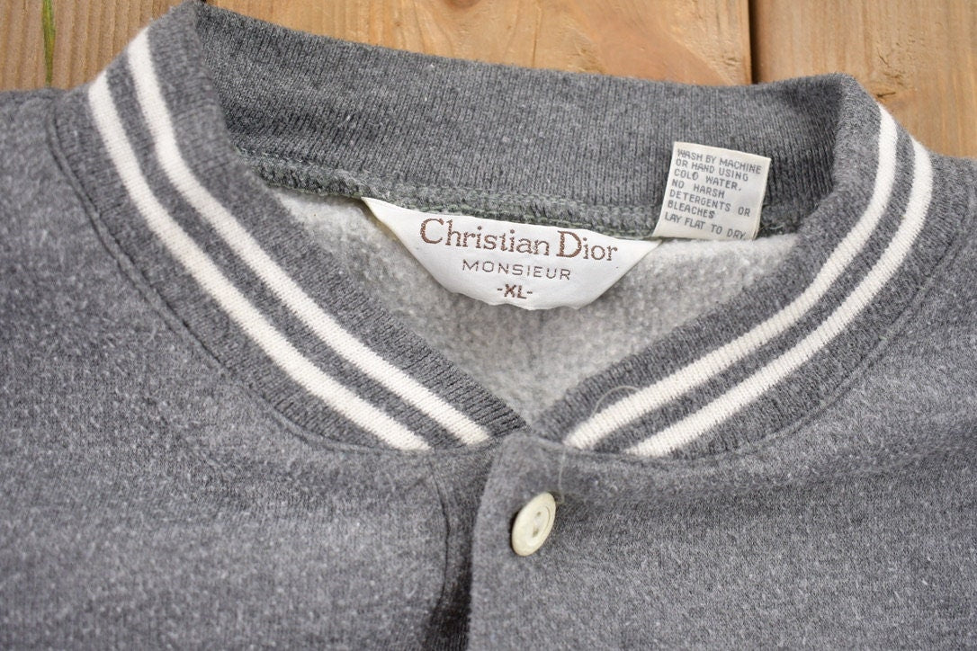 Christian Dior Monsieur Button Collar Sweatshirt / Embroidered 90s Designer Crewneck / Sportswear Sweatshirt / Made In USA / Premium Vintage