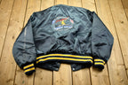 Vintage 1990s Grey Iron Holloway Satin Bomber Jacket