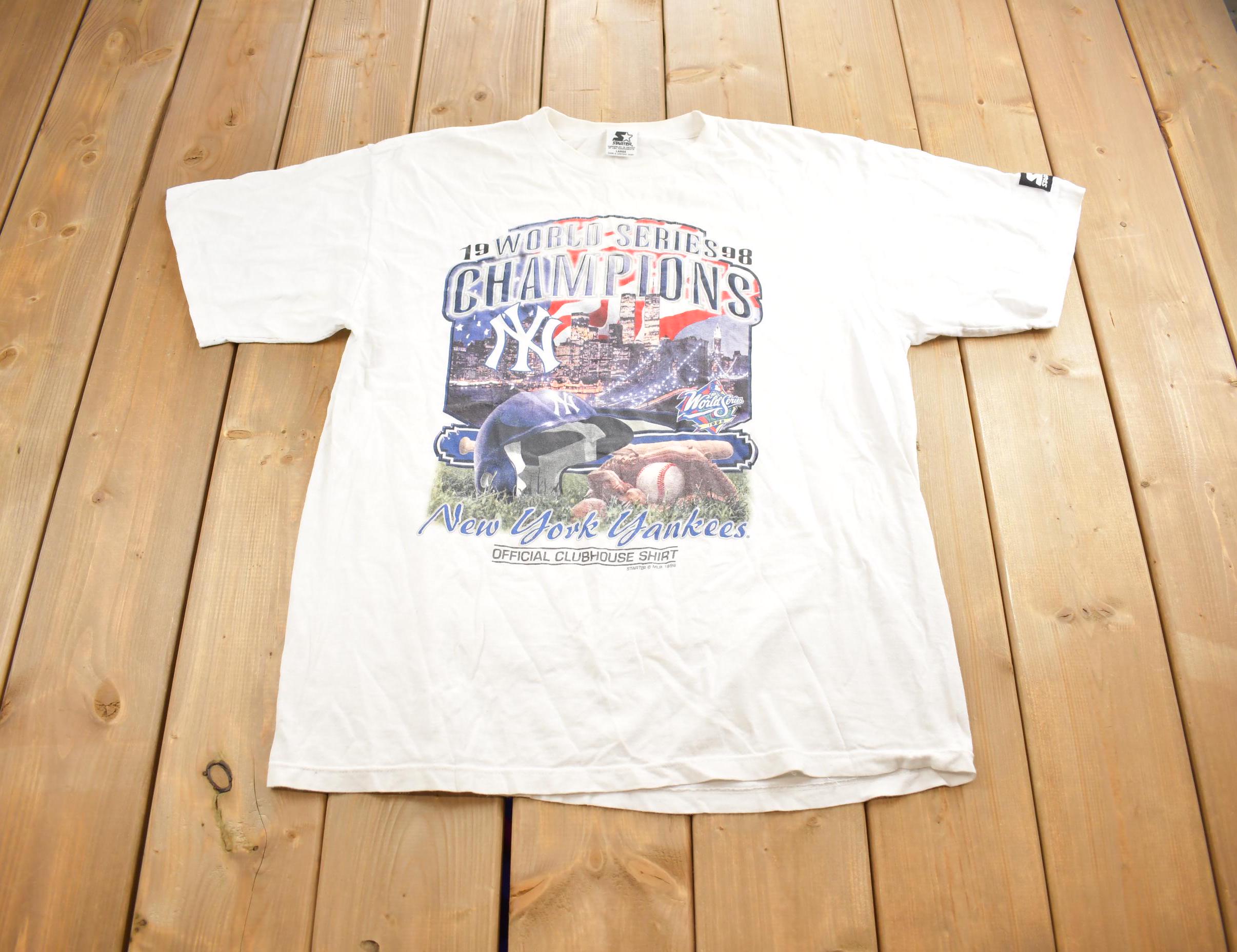 Vintage 1998 MLB Baseball New York Yankees World Series Starter Graphic T-Shirt Made In USA