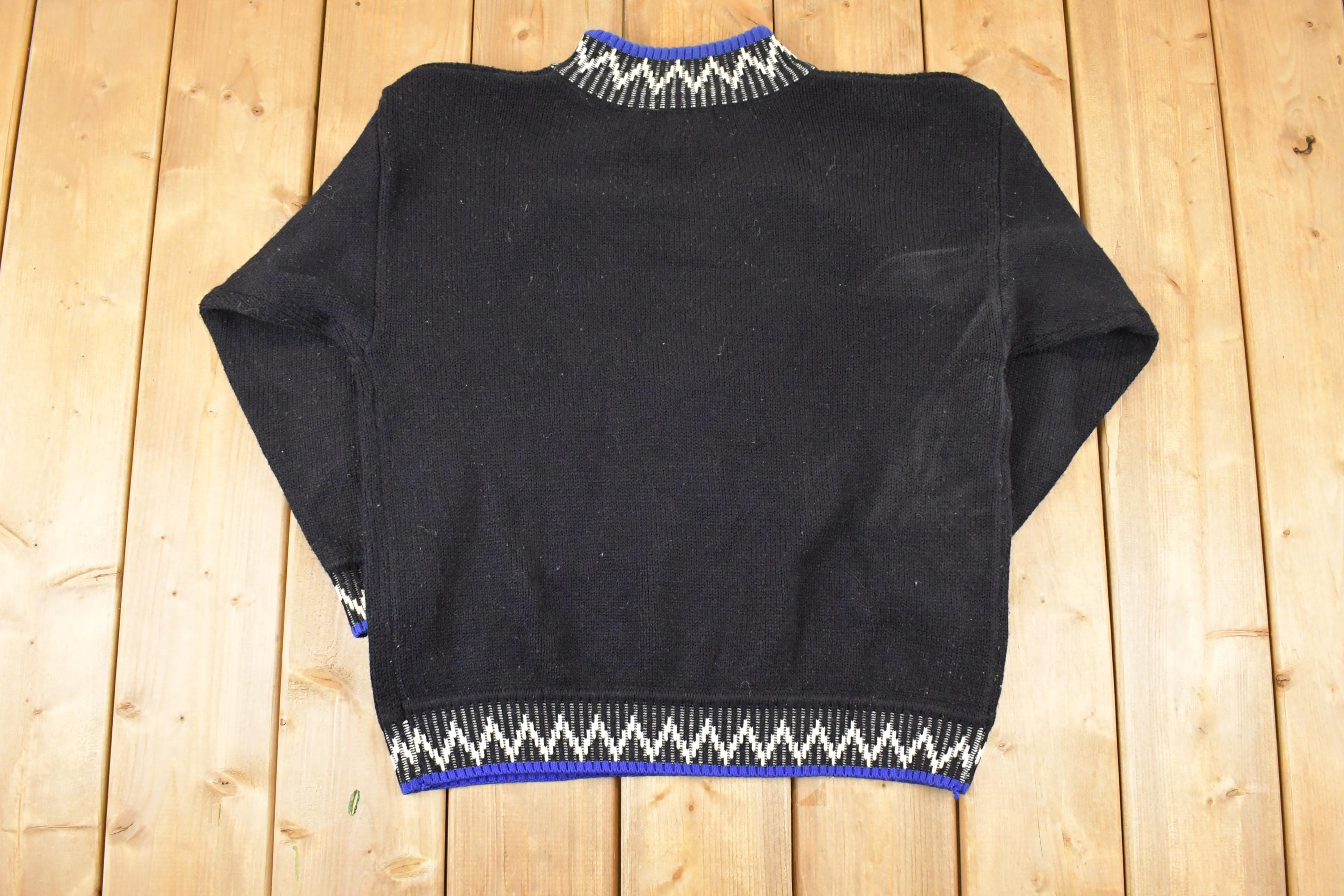 Vintage 1990s Ice Fire High Altitude Embroidered Ski Knit Crewneck Sweater Mens L