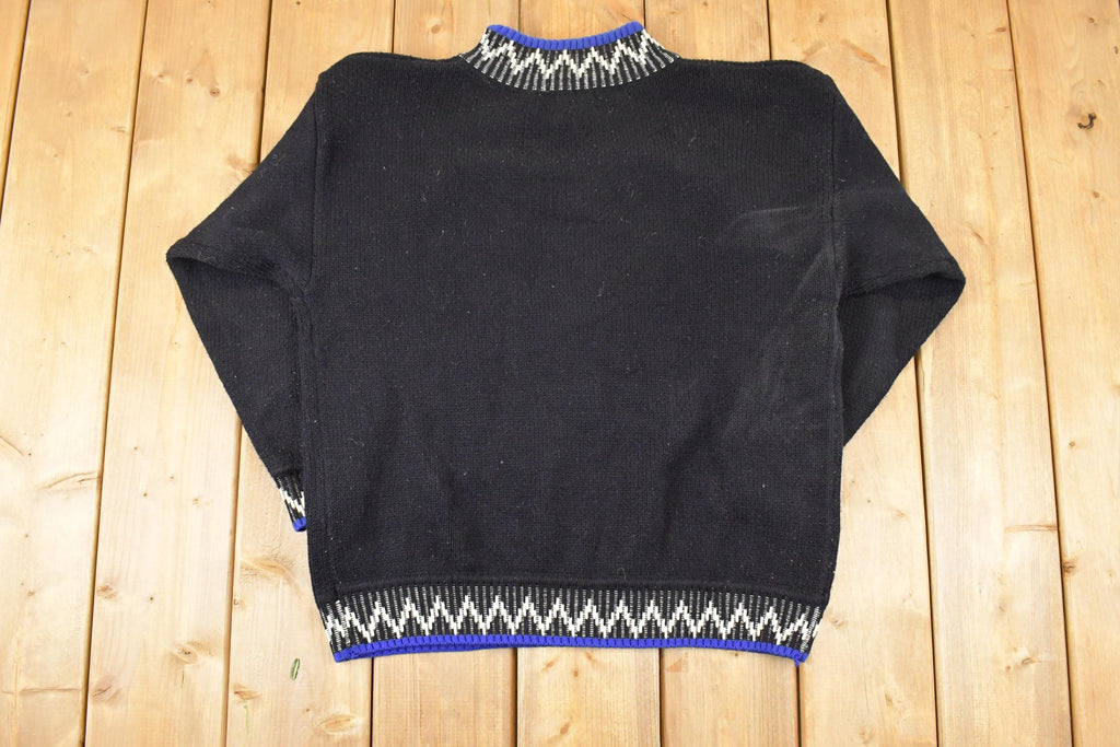 Vintage 1990s Ice Fire High Altitude Embroidered Ski Knit Crewneck Sweater Mens L  90s Knitted Sweatshirt  Vintage Preppy Knits