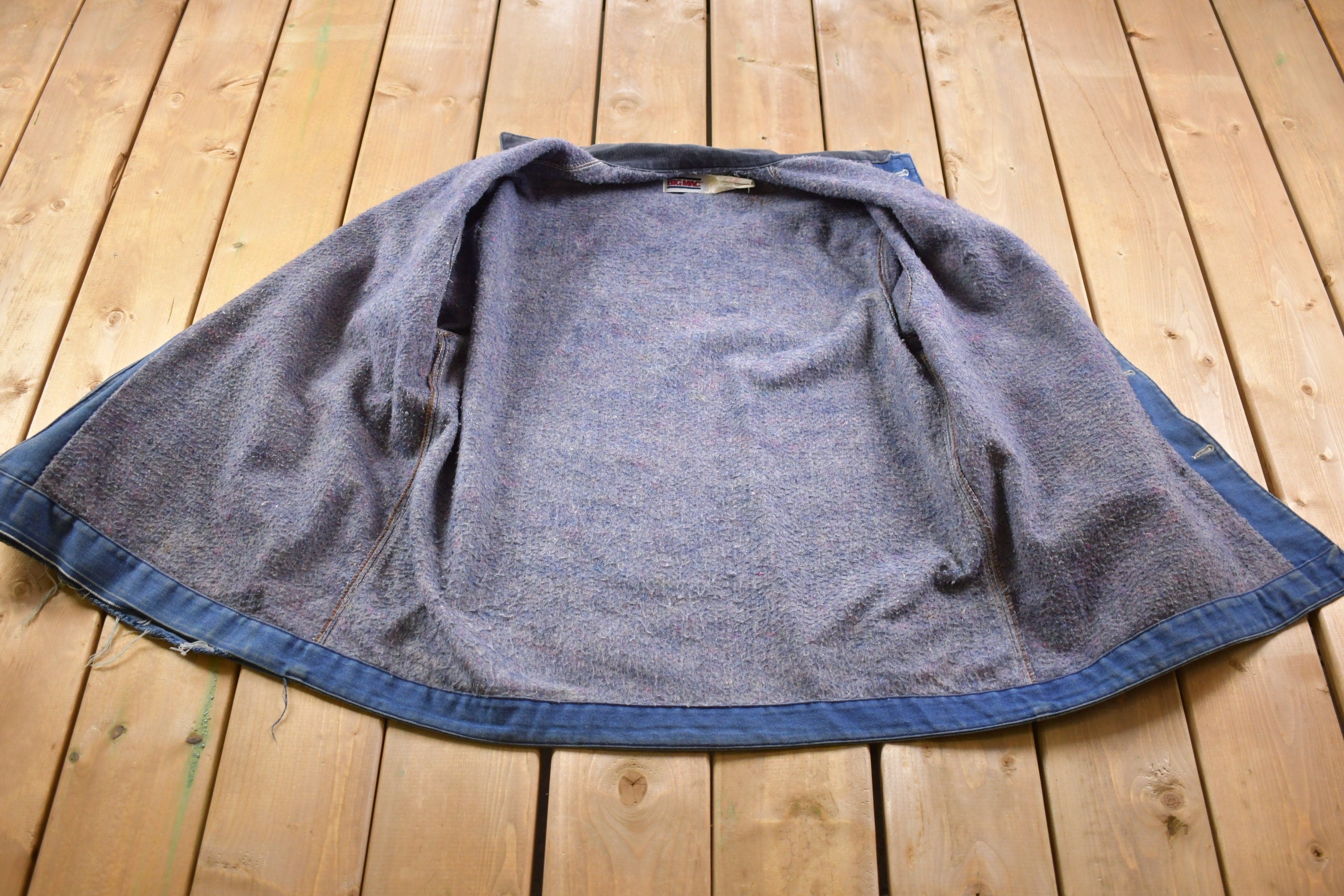 Vintage 1990s Big Mac Made In USA Collared Denim Chore Coat