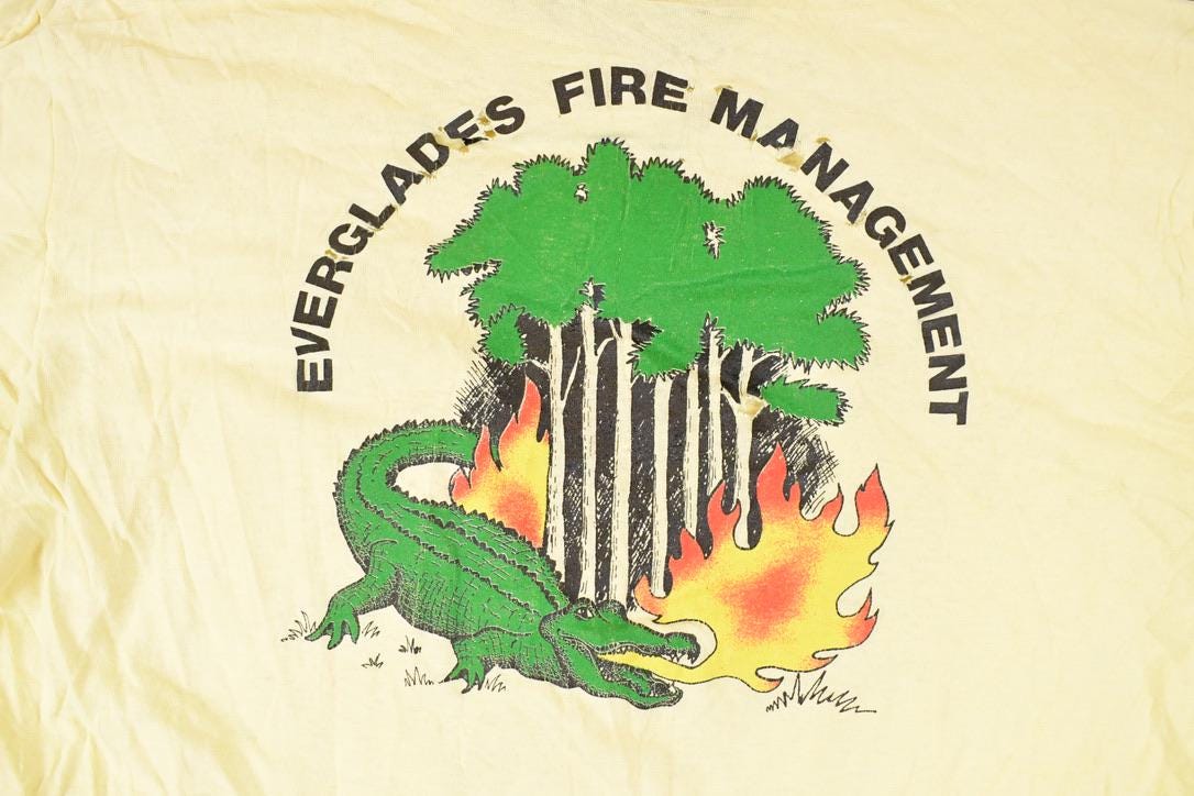 Vintage 1980s Everglades Fire Management Souvenir Pocket T-Shirt Men's M
