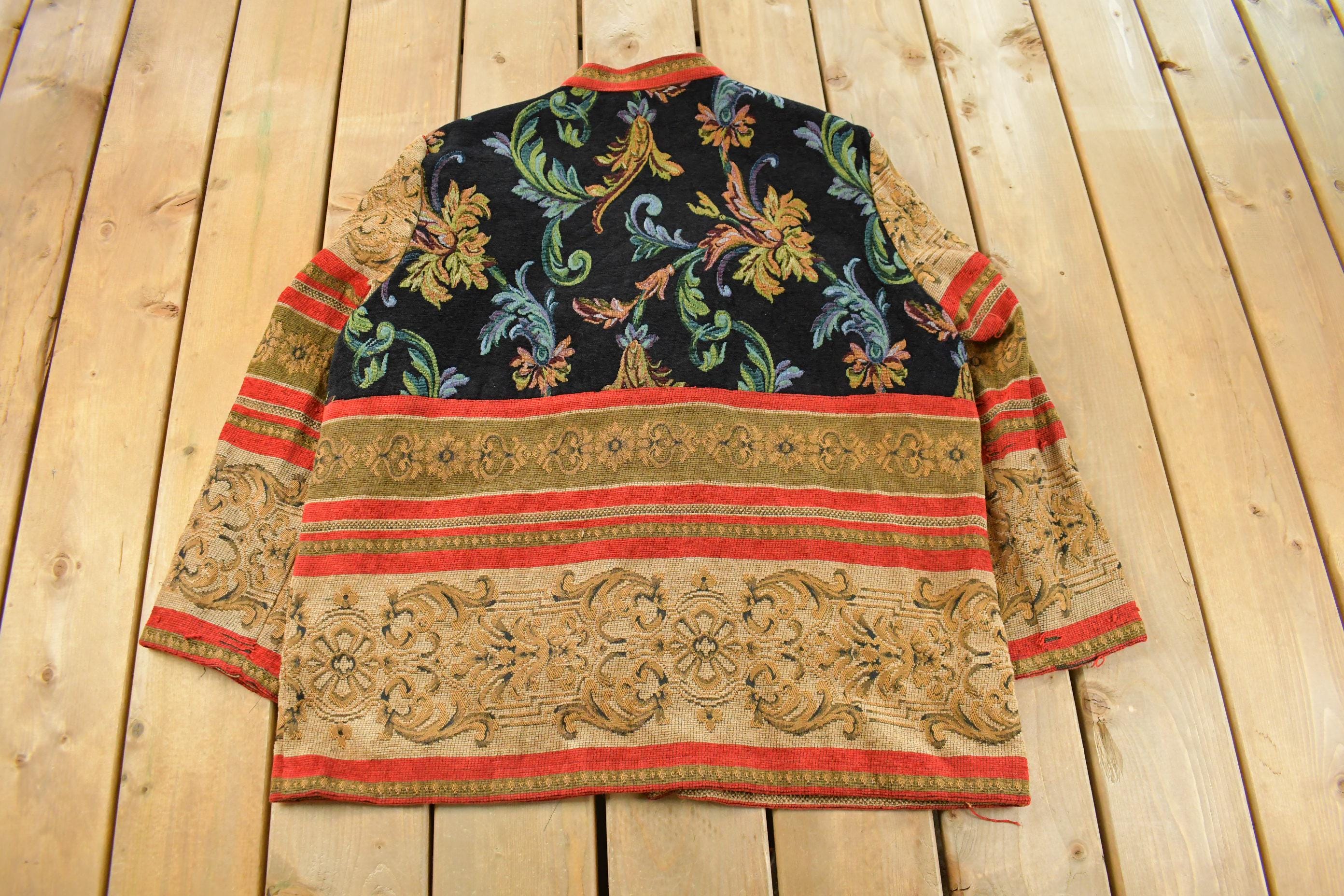 Vintage 1990s Sag Harbor Paisley Floral Tapestry Patchwork Jacket Women's 2X