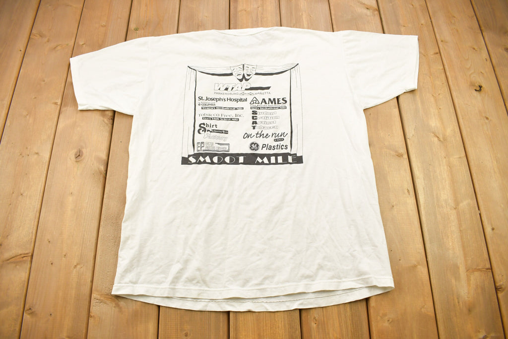 Vintage 1997 Inaugural Smoot Mile Graphic Russell Athletic T Shirt Single Stitch