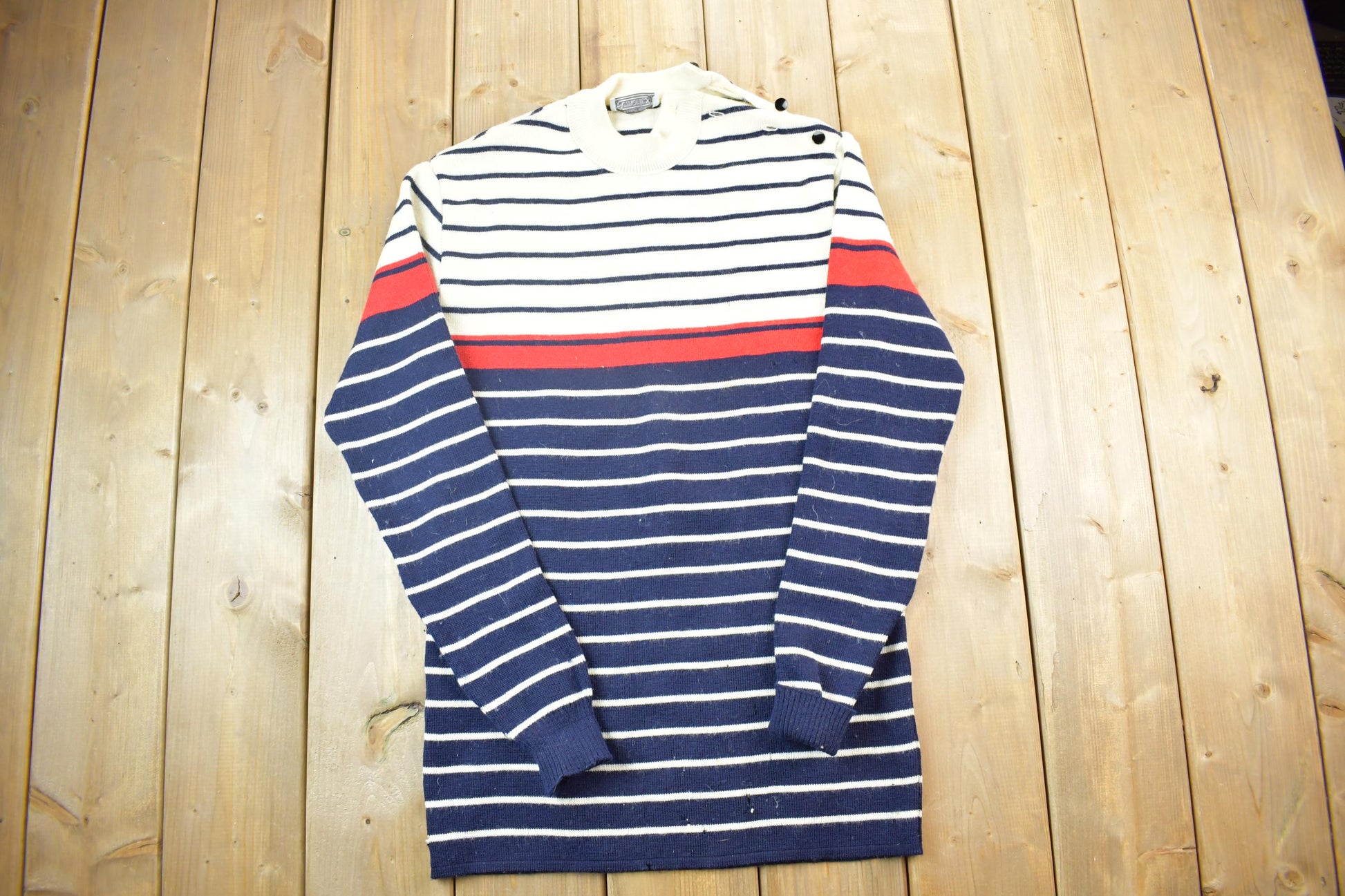 Vintage 1990s Amor Lux Made In France Knit Crewneck Sweater /