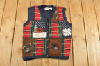 Vintage 1990s Nutcracker Christmas Theme Knit Cardigan Sweater Vest Women's Small