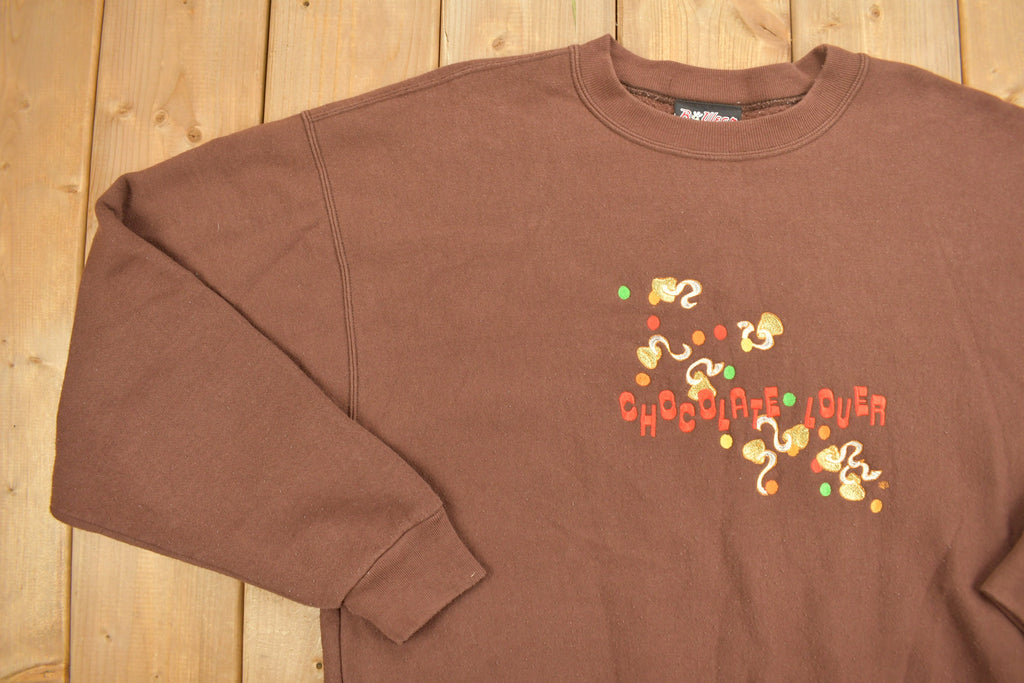 Vintage 1990s Novelty Chocolate Lovers Embroidered Crewneck Sweatshirt