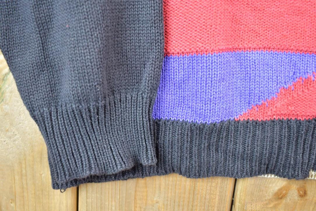 Vintage 1990s Equation Homme Abstract Pattern Knit Crewneck Sweater  90s Crewneck  Made In USA  Preppy Knit Sweater