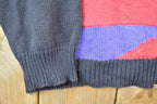 Vintage 1990s Equation Homme Abstract Pattern Knit Crewneck Sweater  90s Crewneck  Made In USA  Preppy Knit Sweater