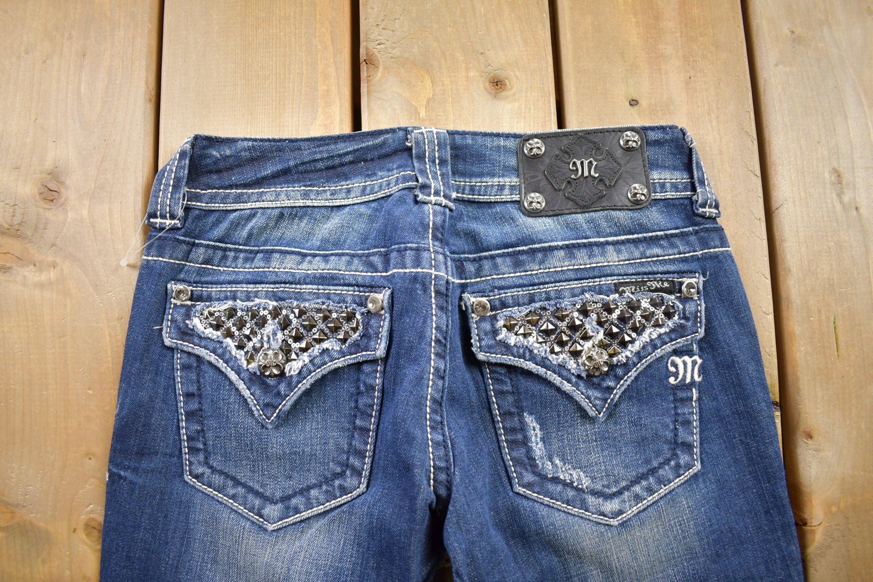 Vintage Y2K Miss Me Bedazzled Low Rise Jeans Size 26x32