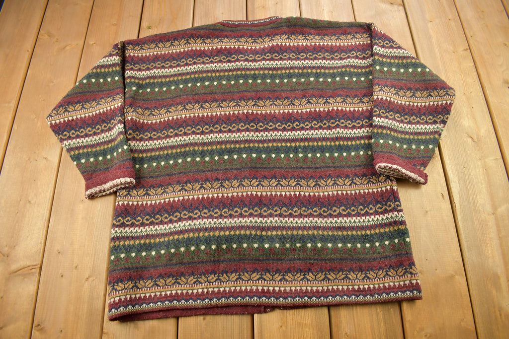 Vintage 1990s Daniel Hetcher Striped Knitted Cardigan Sweater