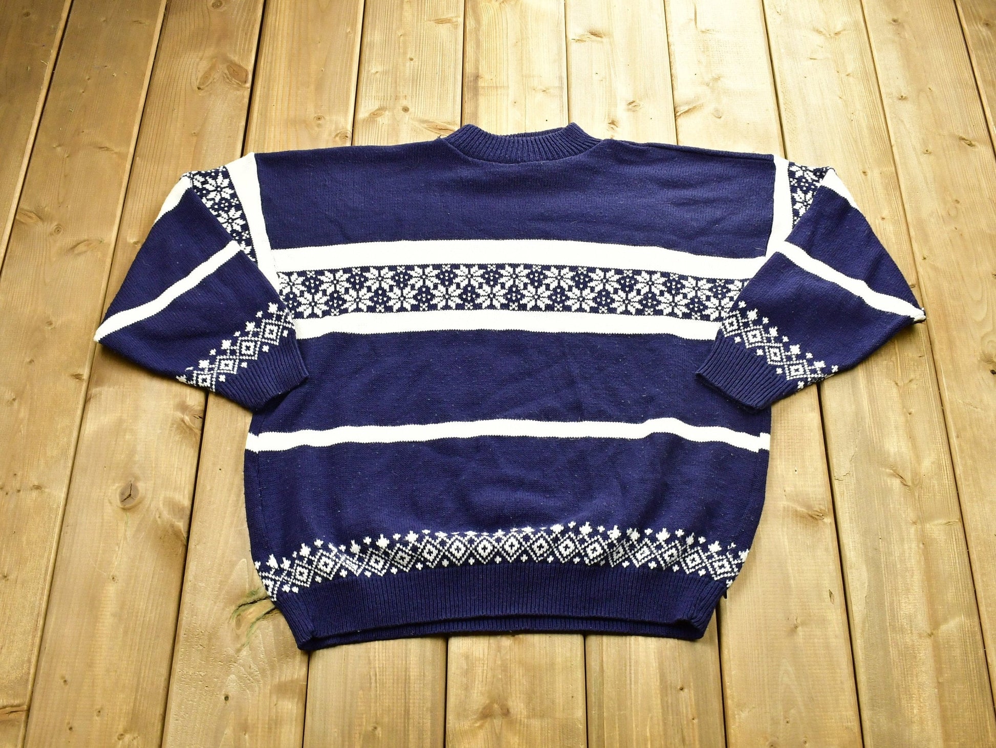 Vintage American Pride Knitted Sweater / Made In USA / Vintage 90s Crewneck / Pattern Sweater / Outdoor / Hand Knit / Pullover Sweatshirt
