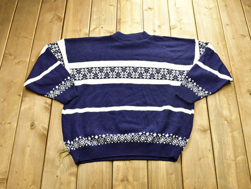 Vintage American Pride Knitted Sweater / Made In USA / Vintage 90s Crewneck / Pattern Sweater / Outdoor / Hand Knit / Pullover Sweatshirt