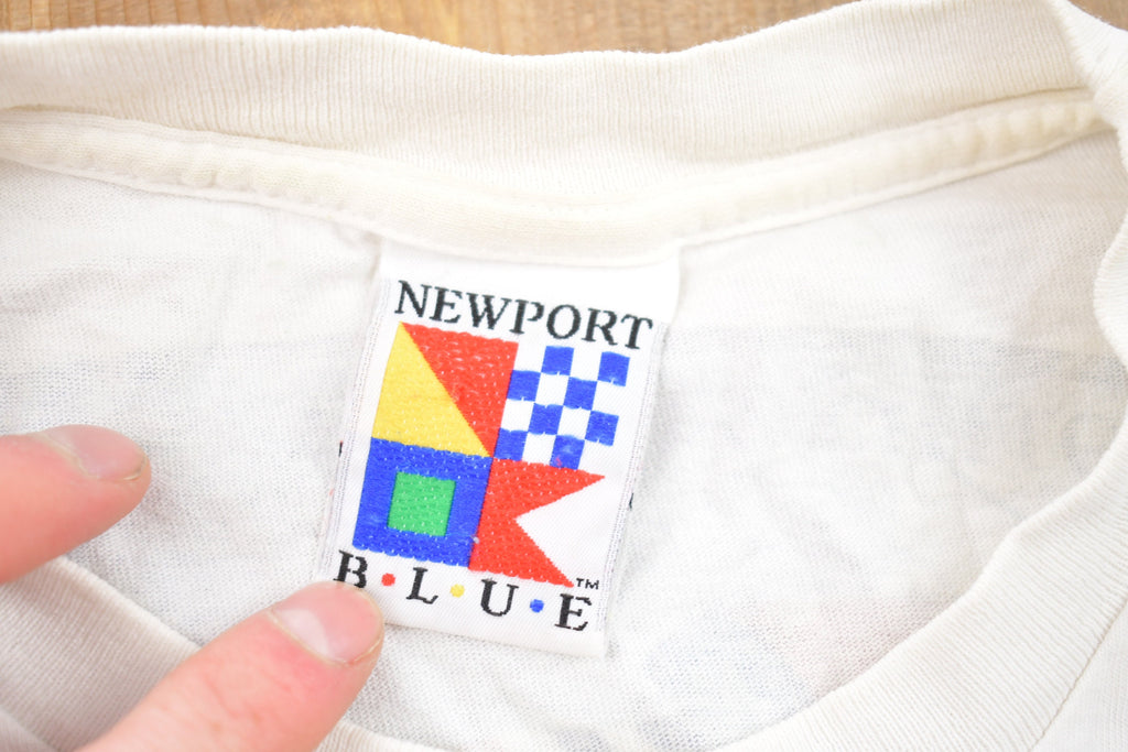 Vintage 1990s Newport Blue Yachtsmen Graphic T-Shirt