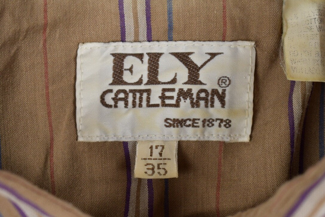 Vintage 1980s Ely Cattleman Western Button Up Shirt / 80s Button Up / Vintage Flannel / Basic Button Up / Stripe Shirt / Cowboy / Rodeo