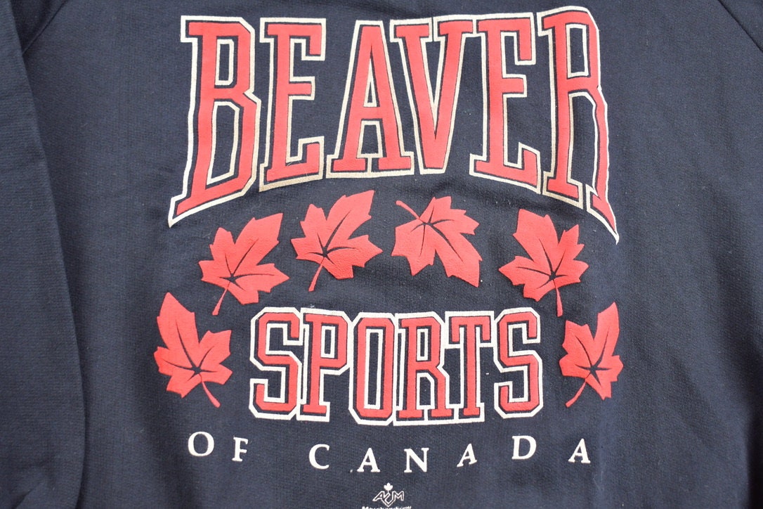 Vintage 1980s Beaver Sports of Canada Crewneck Sweatshirt / 90s / 80s Crewneck / Made In Canada / Essential / Streetwear