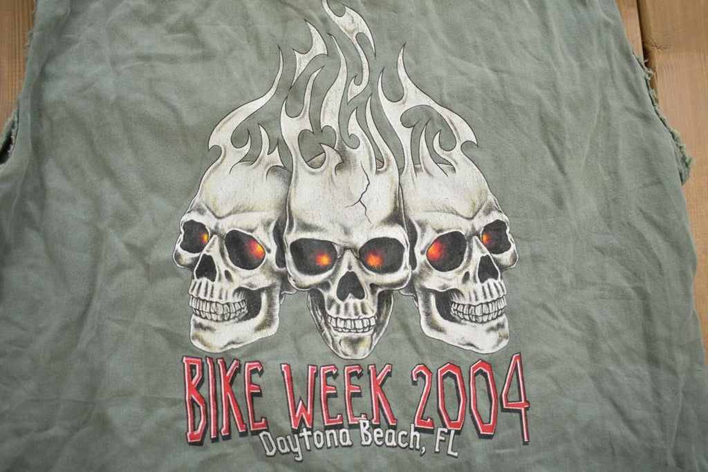Vintage 2004 Bike Week Daytona Beach USA Muscle Button Up Shirt