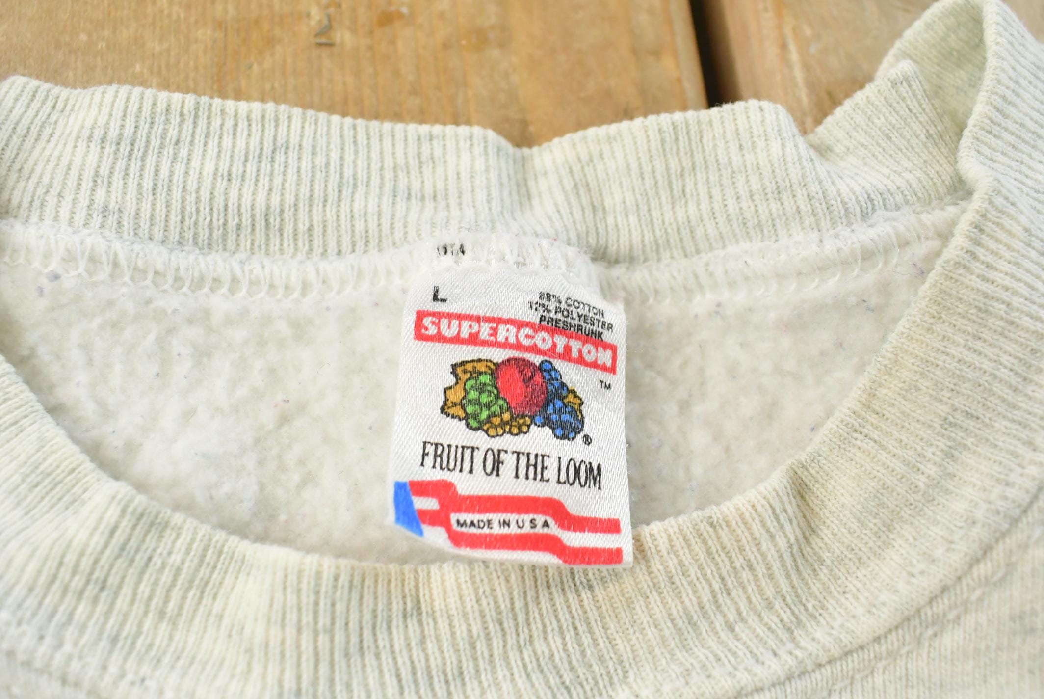 Vintage 1990s Fruit of the Loom Supercotton UDCS Heavyweight Embroidered Crewneck Sweatshirt Men's L