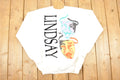 Vintage 1990s Lindsay Laugh Now Cry Later Graphic Print Crewneck Sweatshirt Men's L