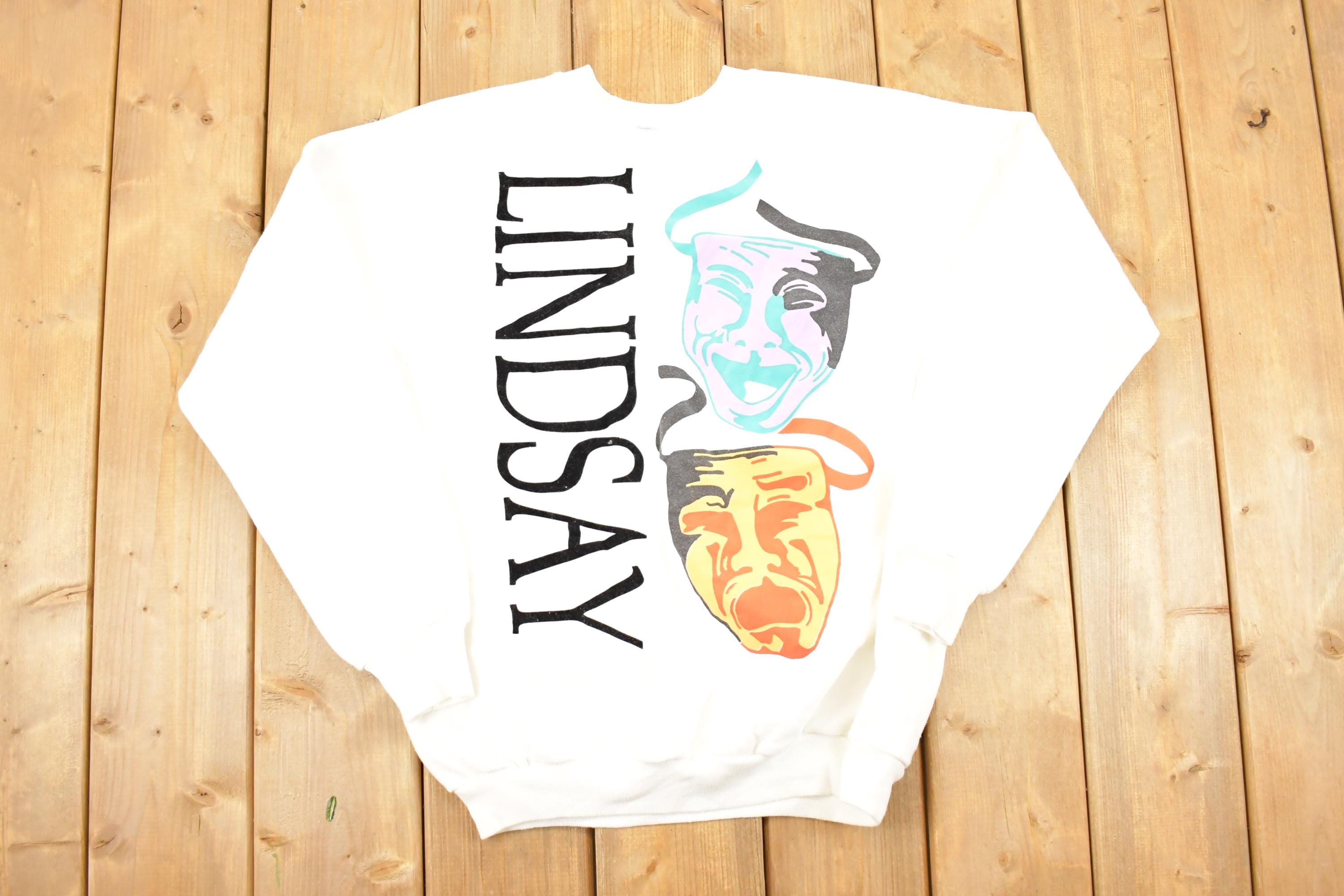 Vintage 1990s Lindsay Laugh Now Cry Later Graphic Print Crewneck Sweatshirt Men's L