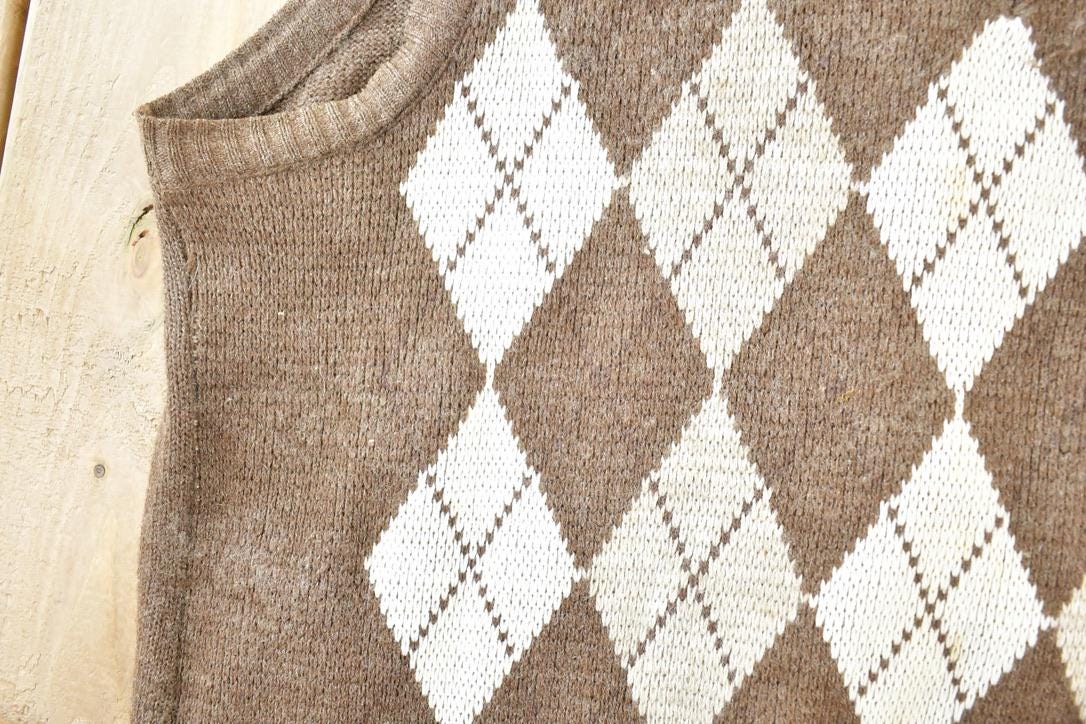 Vintage 1980s Cooper A Great Canadian Knit Argyle Pattern Crewneck Sweater Vest Mens M
