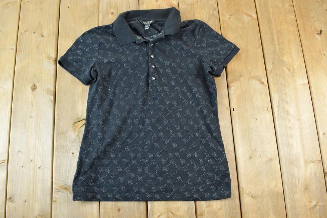 Vintage 1990s Lauren Ralph Lauren AOP Button Up Polo Shirt
