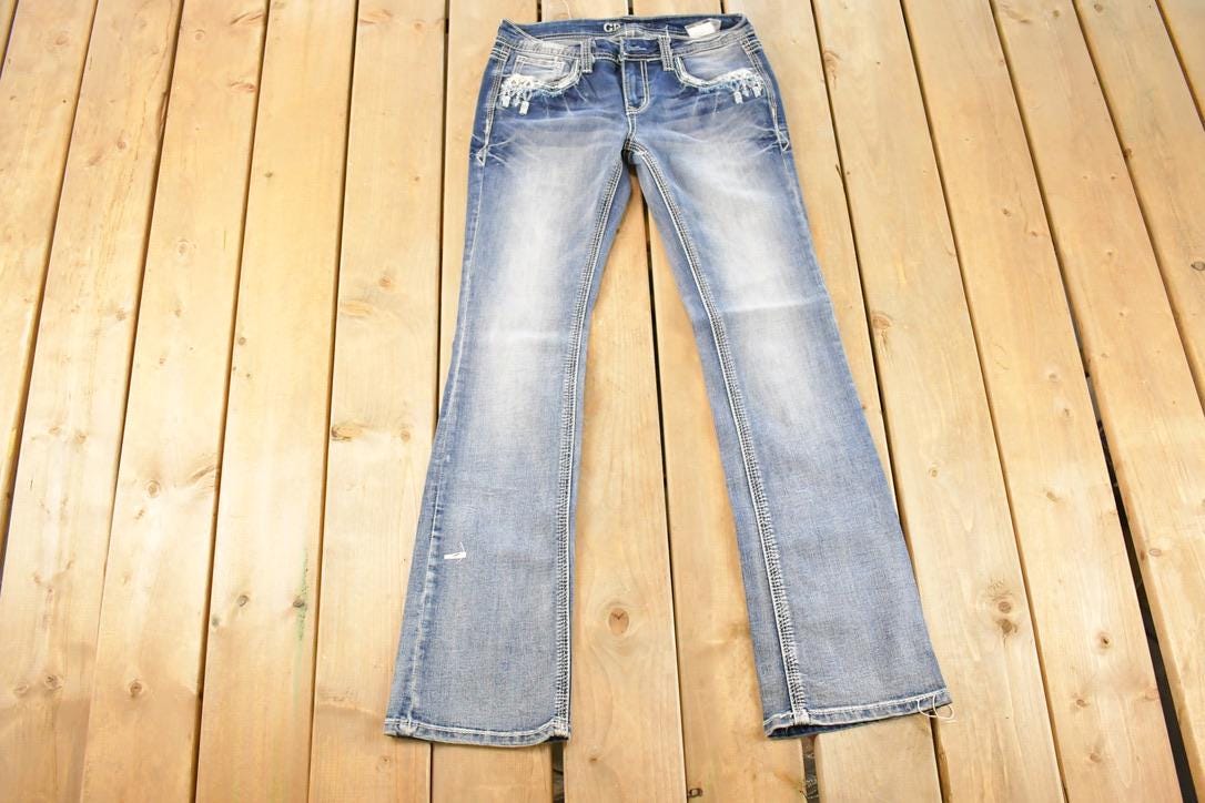 Vintage Deadstock Y2K Grace In LA Bedazzled Low Rise Jeans Women's Size 27 x 32