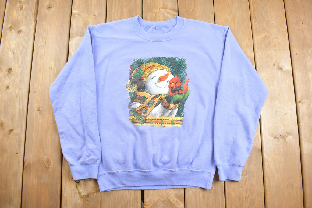 Vintage 1990s Snowman and Cardinal Cute Crewneck Sweater