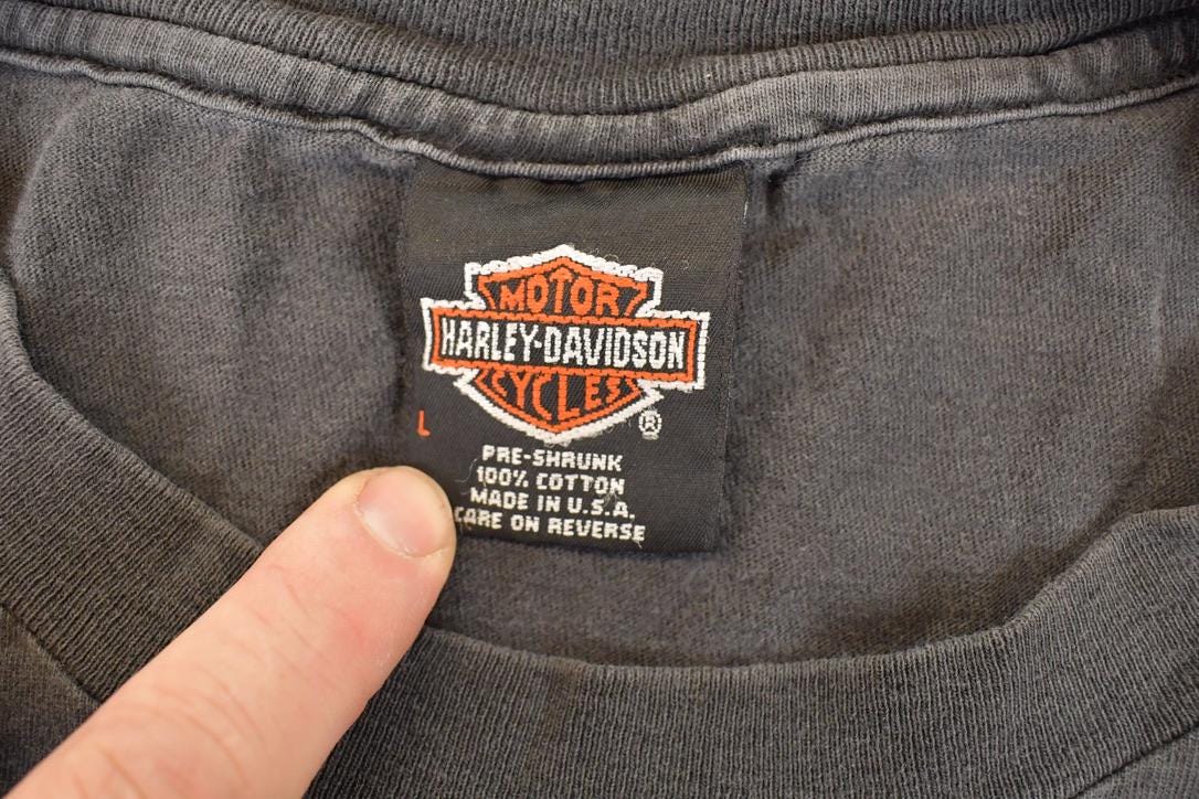 Vintage 1990s John's Fort Collins Harley Davidson Motorcycles Biker T-Shirt Men's M