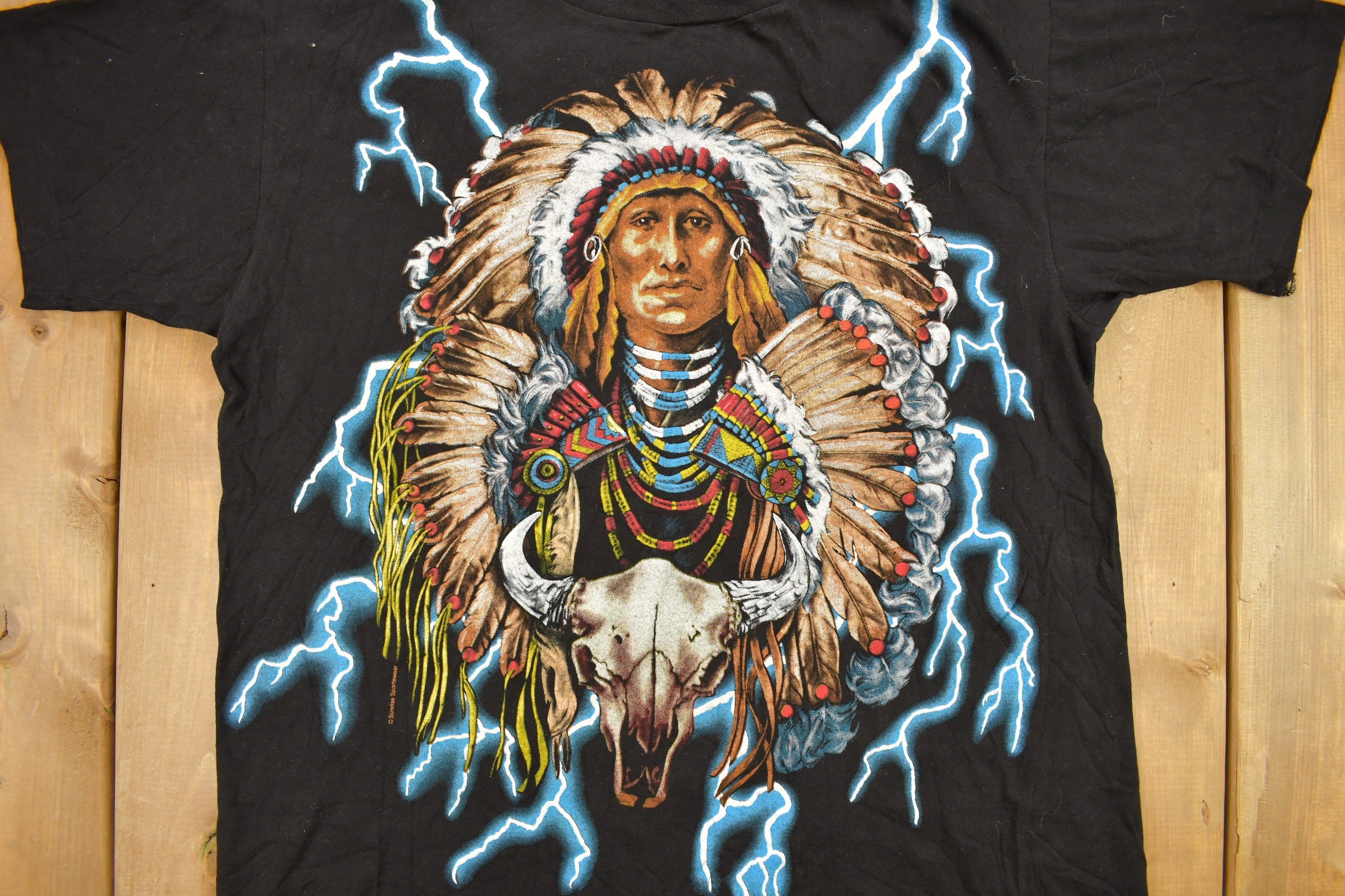 Vintage 1990s American Thunder Native American Style T-Shirt