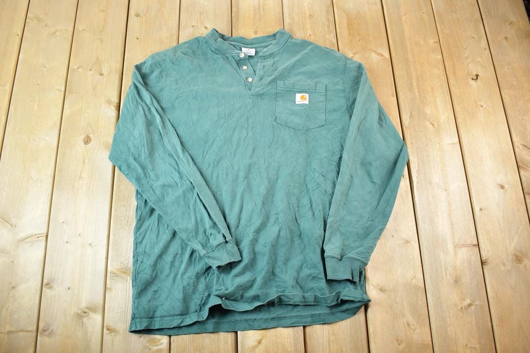 Vintage 1990s Carhartt Long Sleeve Workwear Souvenir Single Stitch T-Shirt Made In USA