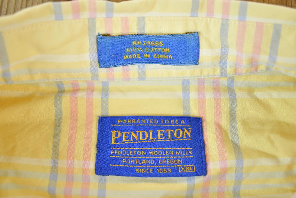 Vintage 1990s Pendleton Plaid Button Up Shirt Mens XL