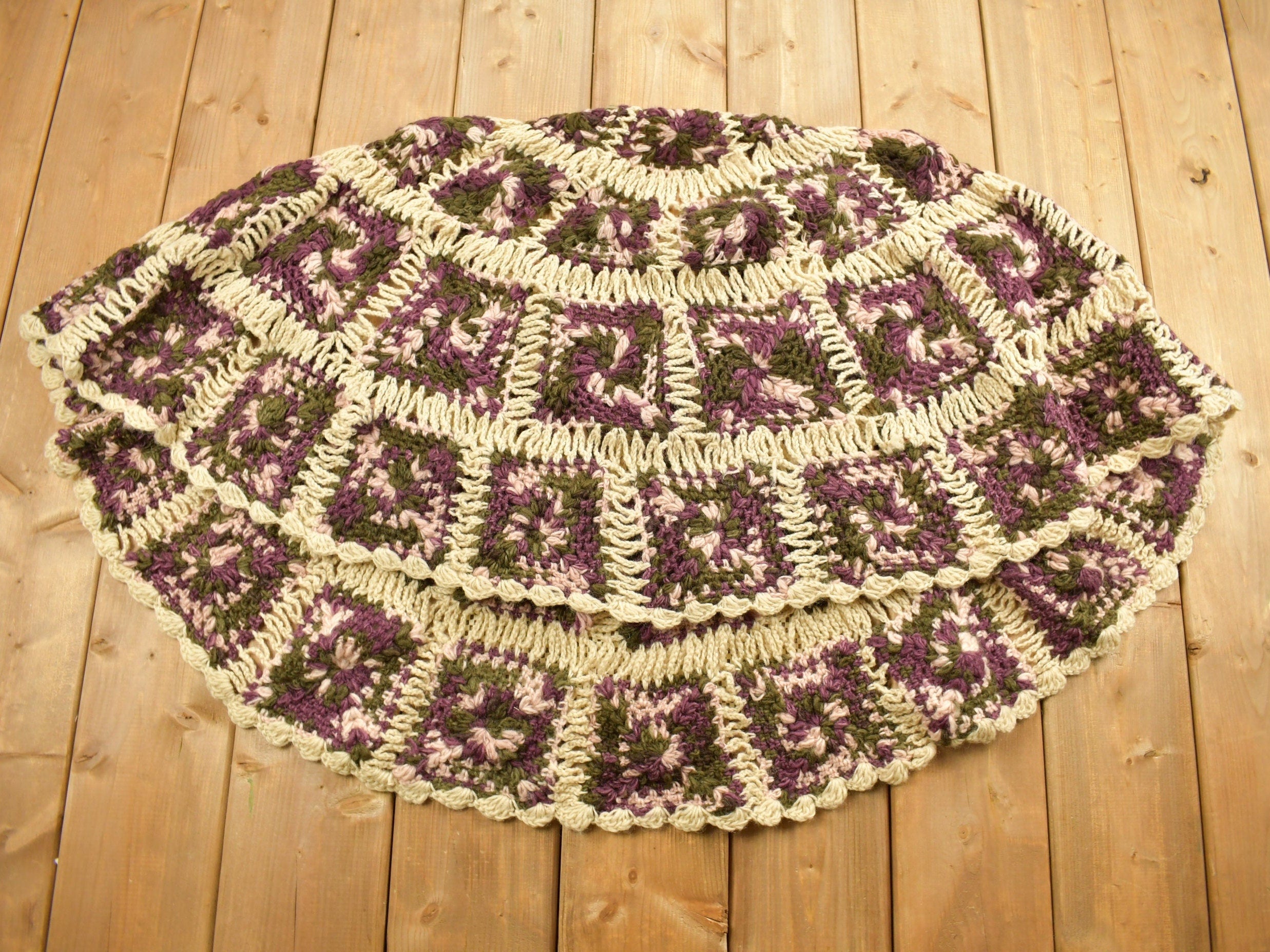 Vintage Crochet Knitted Button Up Poncho