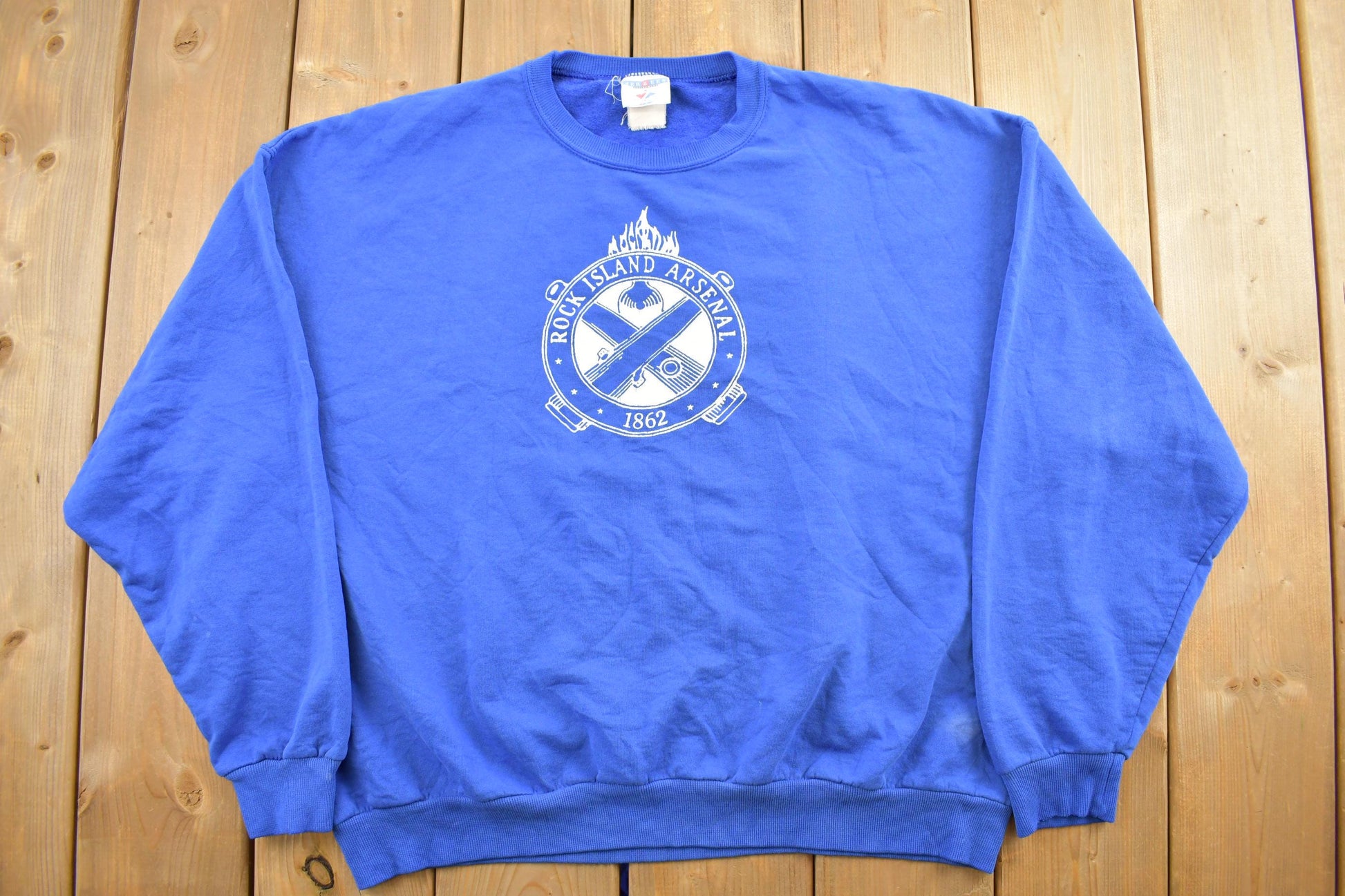 Vintage 1990s Blue Rock Island Arsenal Crewneck Sweatshirt