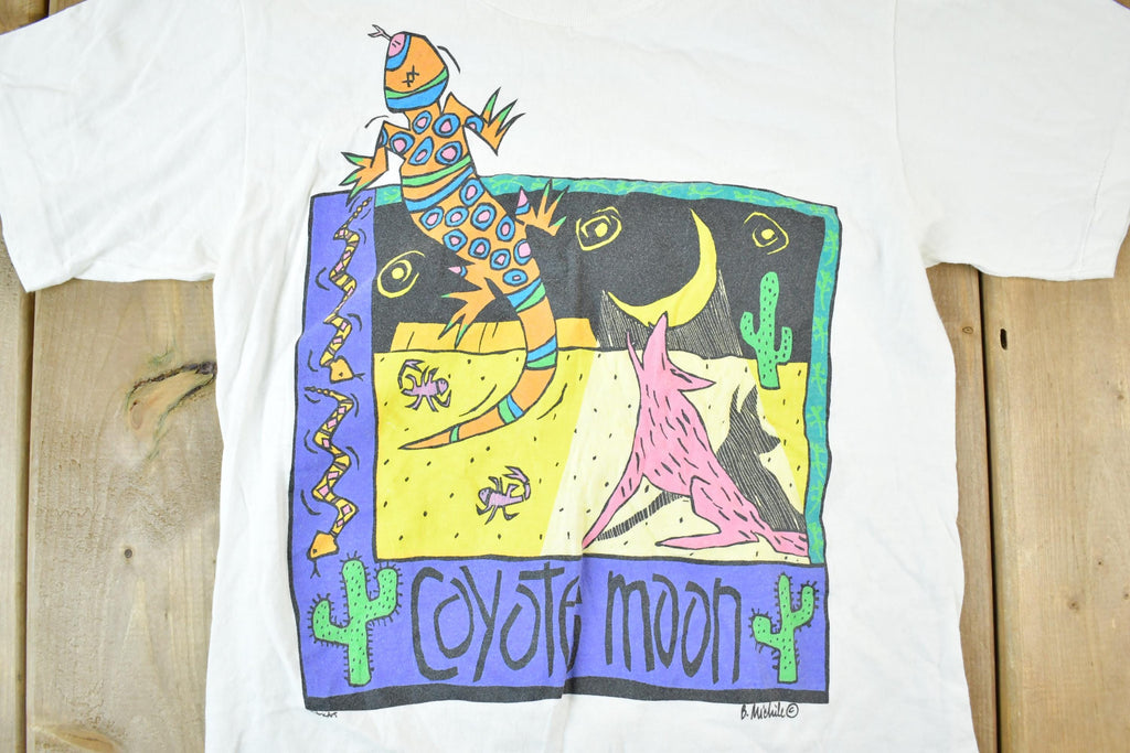 Vintage 1990s Coyote Moon Cartoon Wolf Souvenir T-Shirt Mens M