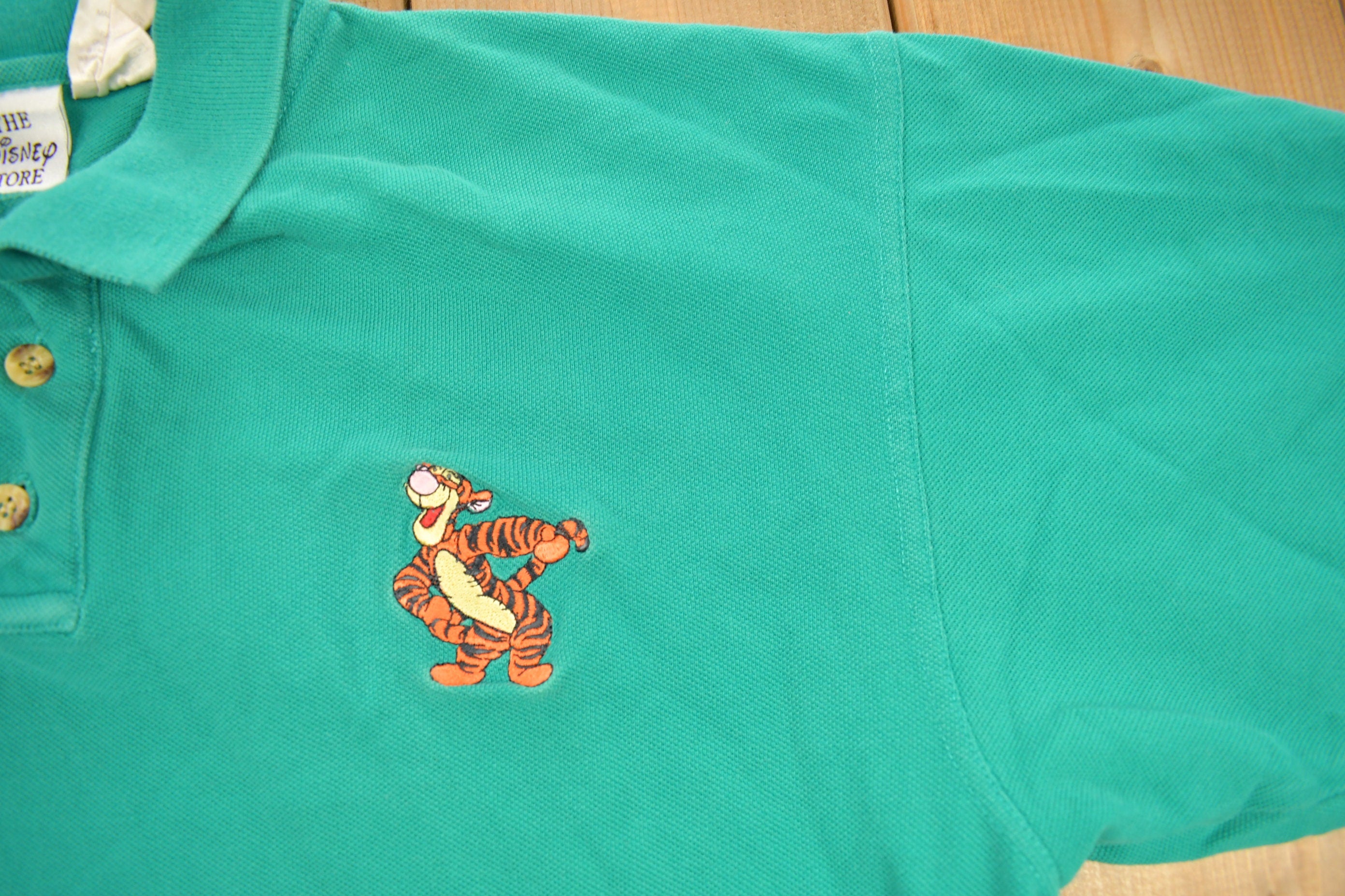 Vintage 1990s The Disney Store Tigger Embroidered Polo T-Shirt