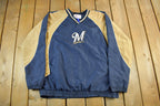 Vintage 2000s Milwaukee Brewers MLB Pull Over Windbreaker Jacket