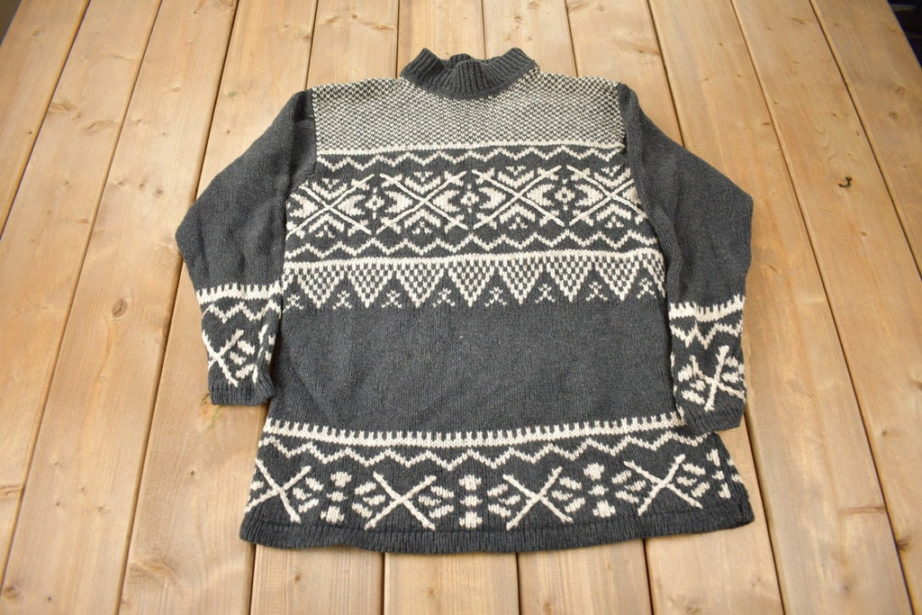 Vintage 1990s St. Johns Bay Knit Pattern Mockneck Sweater