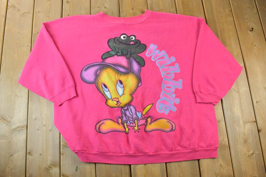 Vintage 1990s Tweety Bird Wibbit Frog Looney Tunes Crew Neck  Vintage Warner Brothers Sweatshirt  Warner Bros Cartoon Sweater