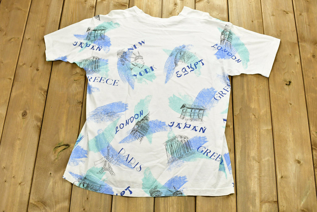 Vintage 1990s Major Cities All Over Print Tourist T-Shirt