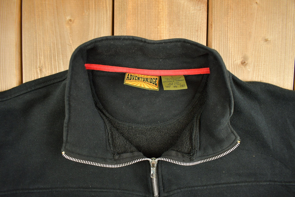 Vintage 1990s Blank Black Athletic Quarter Zip Sweatshirt