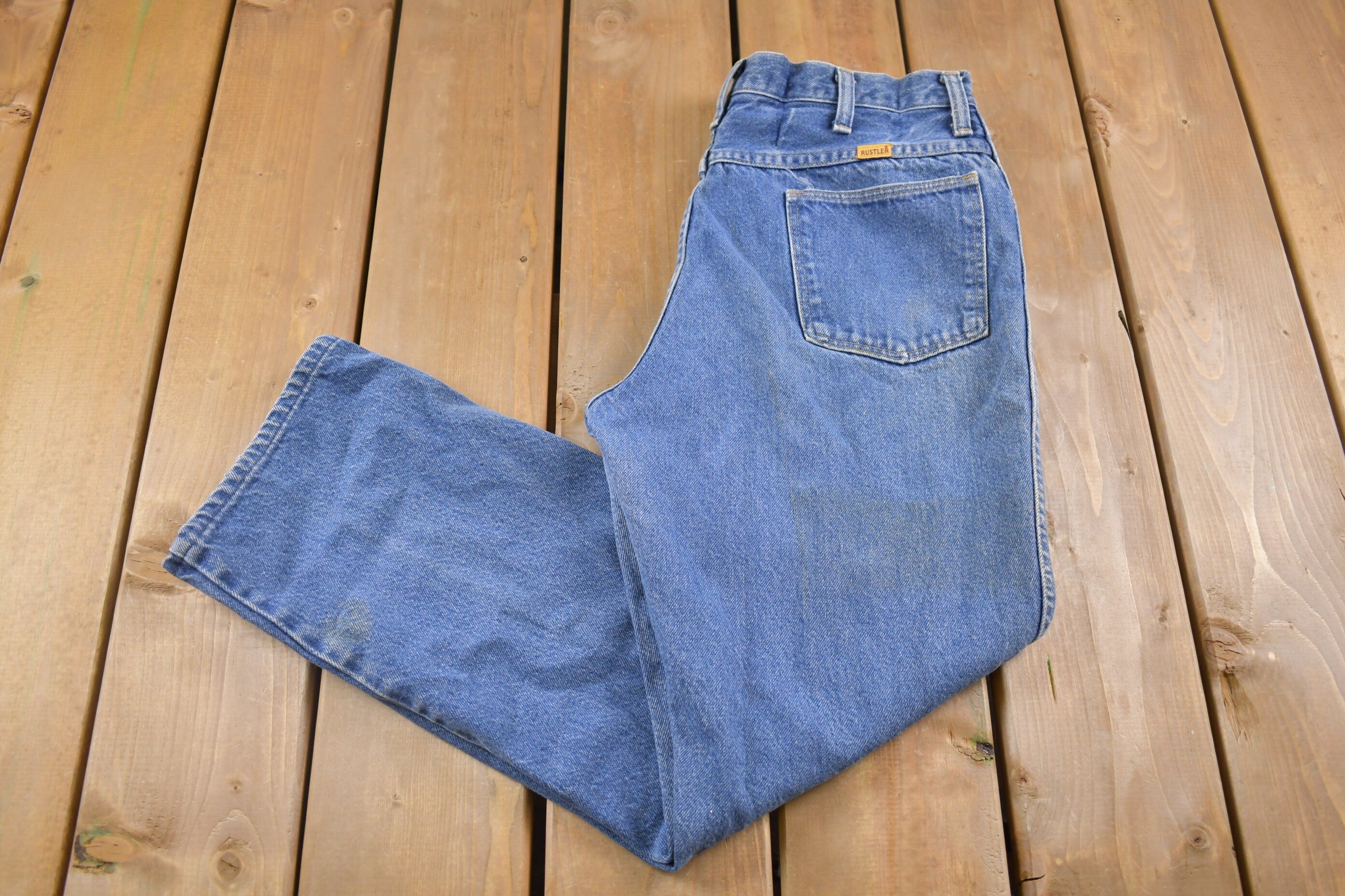 Vintage 1980's Rustler's Brand Basic Blue Jeans 32 x 27